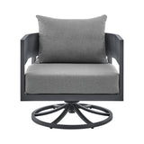 Menorca - 3 Piece Patio Outdoor Swivel Seating Set With Cushions - Dark Gray