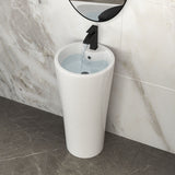 15" Pedestal Sink With Space Saving Design, Smooth Non Porous Surface For Powder Rooms - White