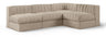 Rummi - Armless Velvet Performance Fabric Upholstered 4 Piece Modular Sectional