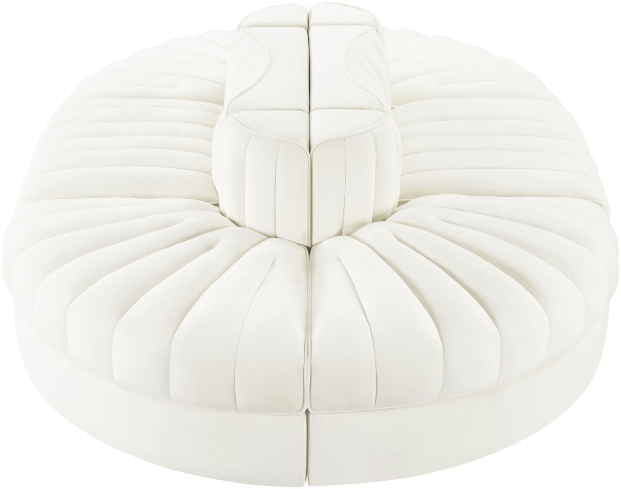 Rummi - Oval Velvet Performance Fabric Upholstered 6 Piece Modular Sectional