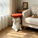 Cute Bunny Side Table With Carrot Top, Plant Stand For Indoor Outdoor Garden Decor - Red / White