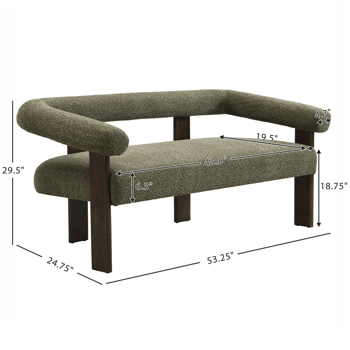 Modern Round Armrest Loveseat