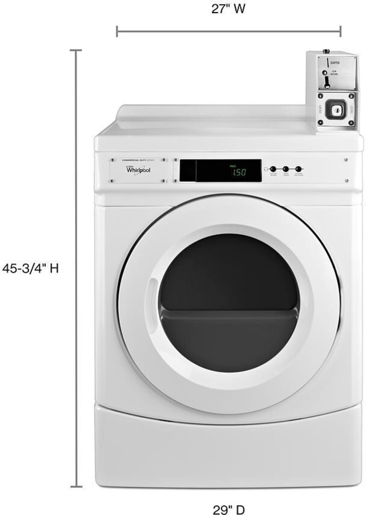 Whirlpool CED9150GW 27-Inch Commercial Electric Front-Load Dryer in White