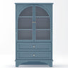 Glass Door Display Case With 2 Drawers And Adjustable Shelf