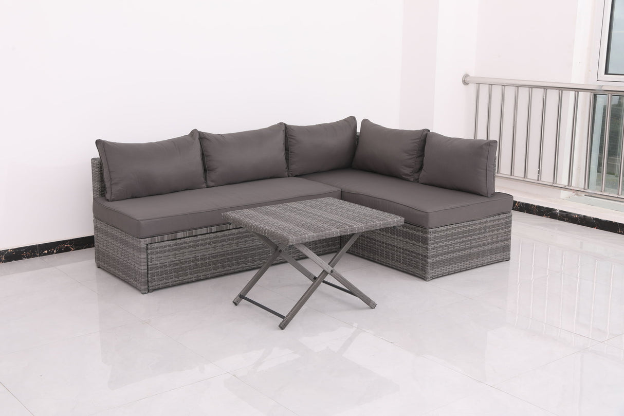 Patio Sofa With Cushions - Gray