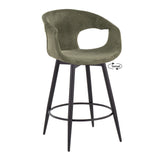 Curvo - 25" Fixed-Height Counter Stool With Swivel And Round Metal Footrest (Set of 2) - Black Metal