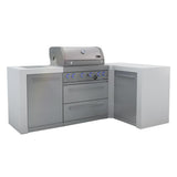 Mont Alpi Deluxe Series 7.5 Ft L-Shaped Natural Gas Outdoor Kitchen Island w/ Side Burner - MAi400-D90C