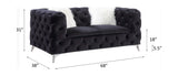 Phifina - Loveseat With 2 Pillows - Black Velvet