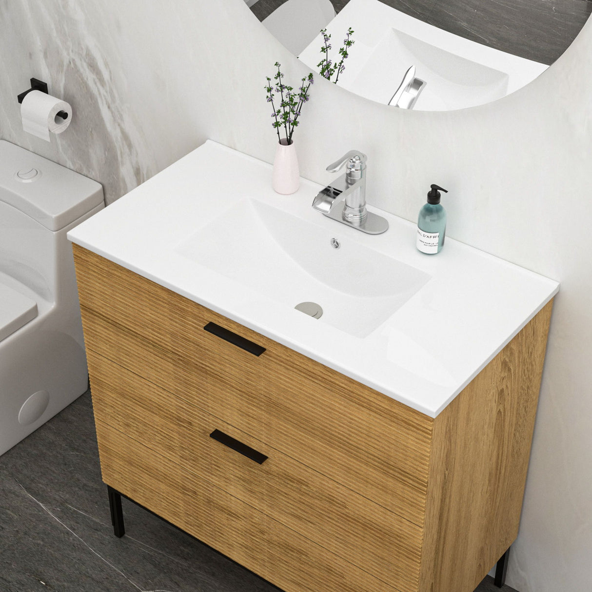 Premium Rectangular Vanity Top With Single Faucet Hole And Overflow