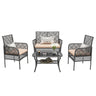 4 Pieces Rattan Wicker Chairs With Tempered Glass Table And Cushions