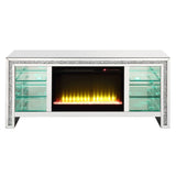 Noralie - 28" TV Stand With Fireplace & LED - Mirrored & Faux Diamonds