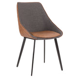 Marche - Contemporary Two - Tone Chair (Set of 2) - Brown Faux Leather And Gray Fabric