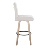 Hannah - 30" Fixed-Height Barstool With Swivel And Round Black Metal Footrest (Set of 2) - Whitewashed Wood