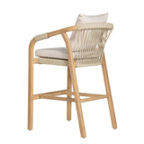 Delfina - Outdoor Barstool (Set of 2) With Cushion - Natural Eucalyptus / Cream Cushion