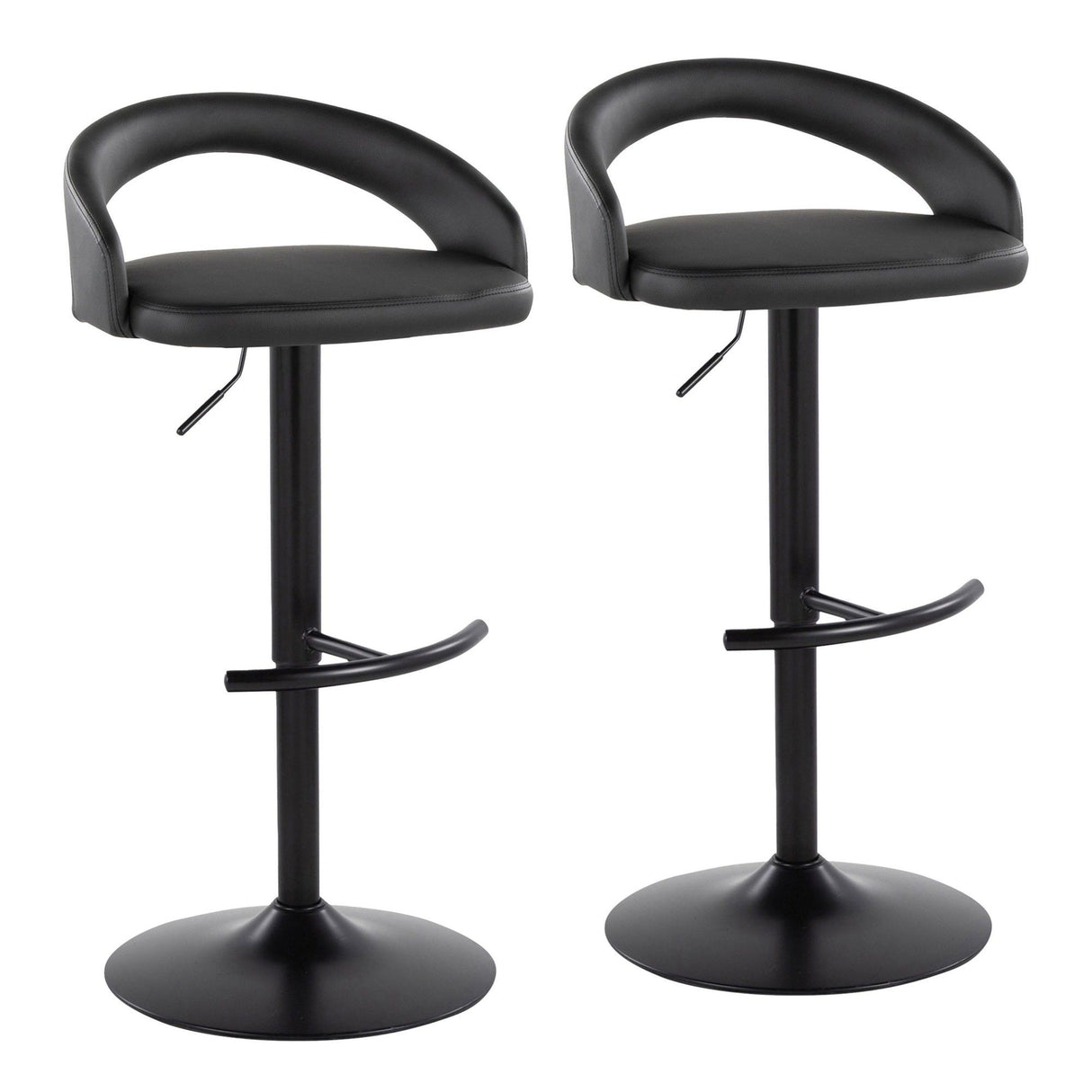 Grotto - Upholstered Adjustable Barstool - Black Metal Base