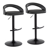 Grotto - Upholstered Adjustable Barstool - Black Metal Base