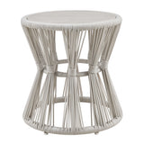 Breeze - Powder Coated Metal Round Outdoor Side Table With Sintered Stone Table Top - Cream