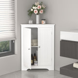Corner Cabinet With 2 Doors And Adjustable Shelves, Freestanding Narrow Storage Organizer For Bathroom - White