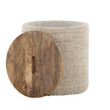 Tahoe - Wood Ottoman - Beige Wool, Mango Wood
