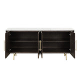 Clayten - Server - White Natural Marble Top & Espresso