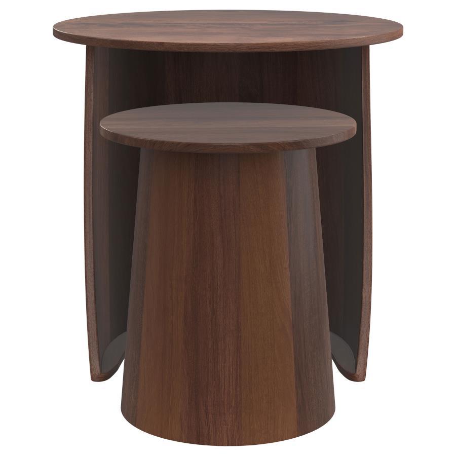 Yency - 2 Piece Round - Mango Wood Nesting Table Set - Dark Brown