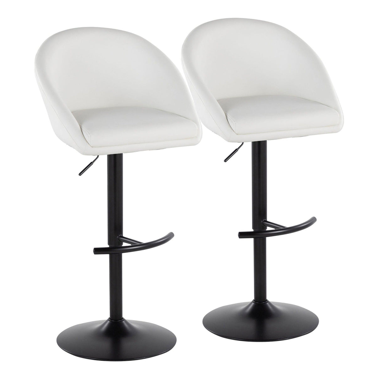 Matisse - Highback Adjustable Barstool With Rounded T Footrest (Set of 2) - Black Metal