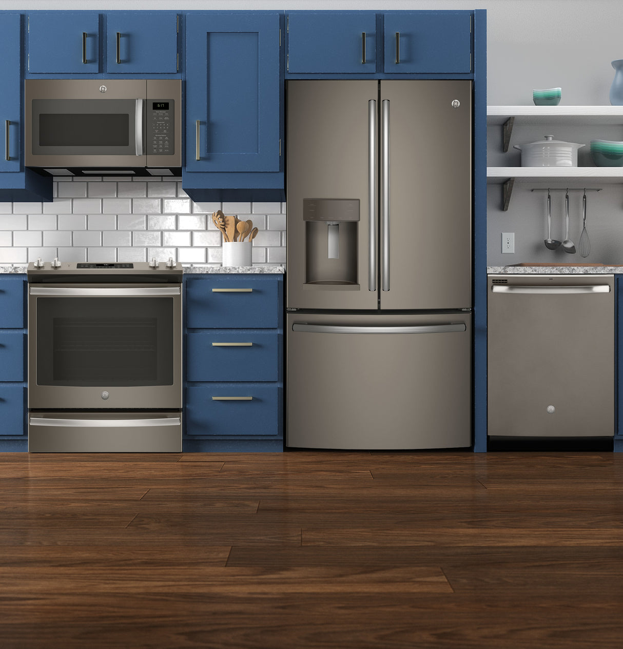 GE GFE28GMKES - 36 in. 27.7 cu. ft. French Door Refrigerator with Ice & Water Dispenser - Fingerprint Resistant Slate