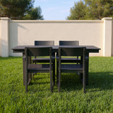 5 Piece Outdoor Dining Set, Table With Umbrella Hole And 4 Armrest Chairs
