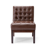 Contemporary Accent Chair With Tufted Waffle Stitch - Dark Brown