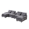U Shaped Sofa With Console, Cupholders, USB Ports, 6 Seat, Bronzing Suede & Chenille