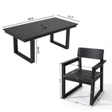 5 Piece Outdoor Dining Set, Table With Umbrella Hole And 4 Armrest Chairs