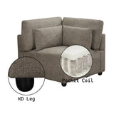 Rylie - Modular Wedge With 3 Pillows - Brown Linen