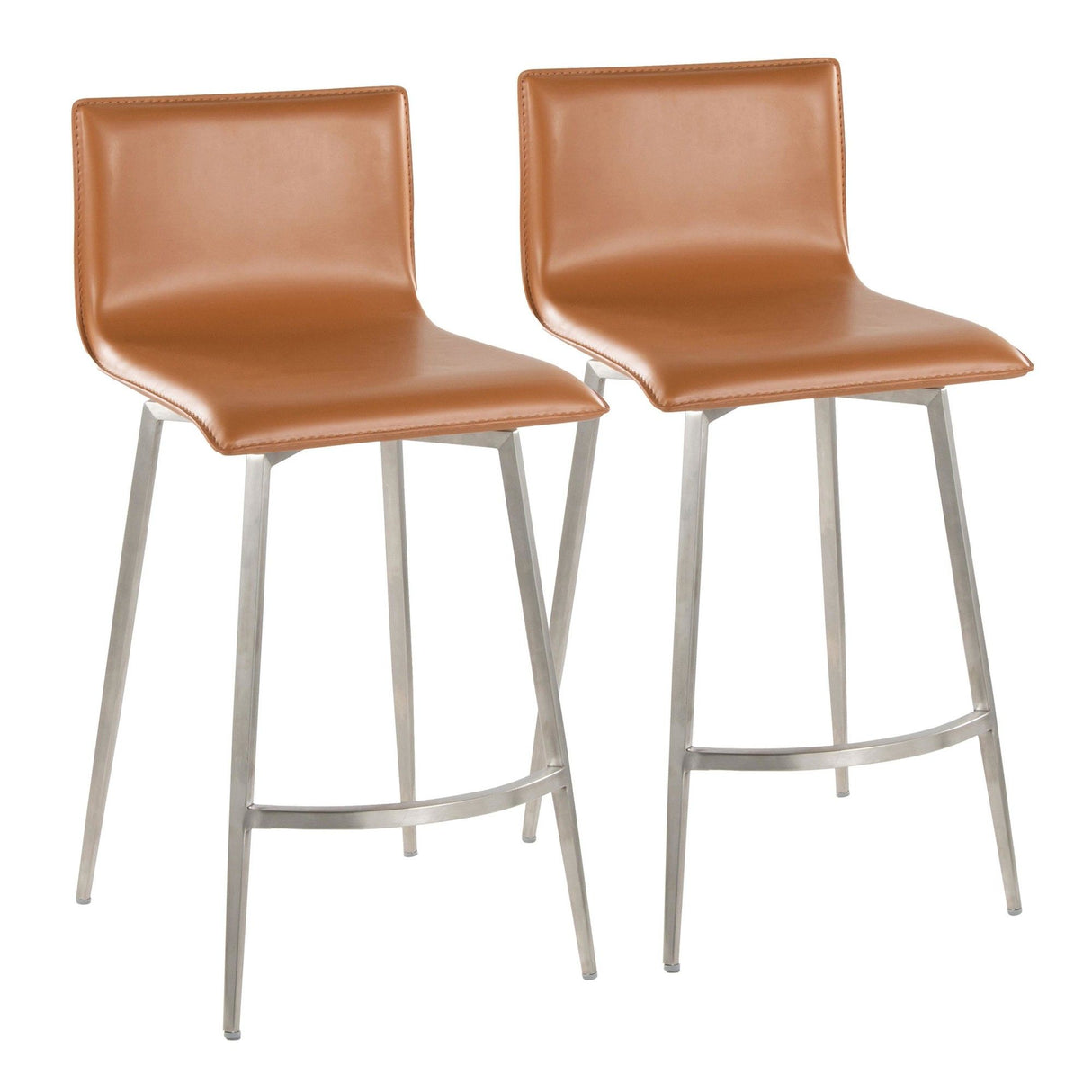 Mason - 26" Upholstered Fixed-Height Counter Stool With Swivel (Set of 2) - Stainless Steel