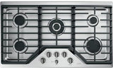 Café CGP95303MS2 gas cooktop with brushed black hardware