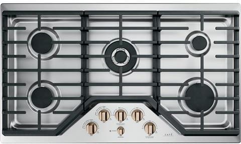 Café CGP95363MS2 36 inch gas cooktop with brushed bronze knobs