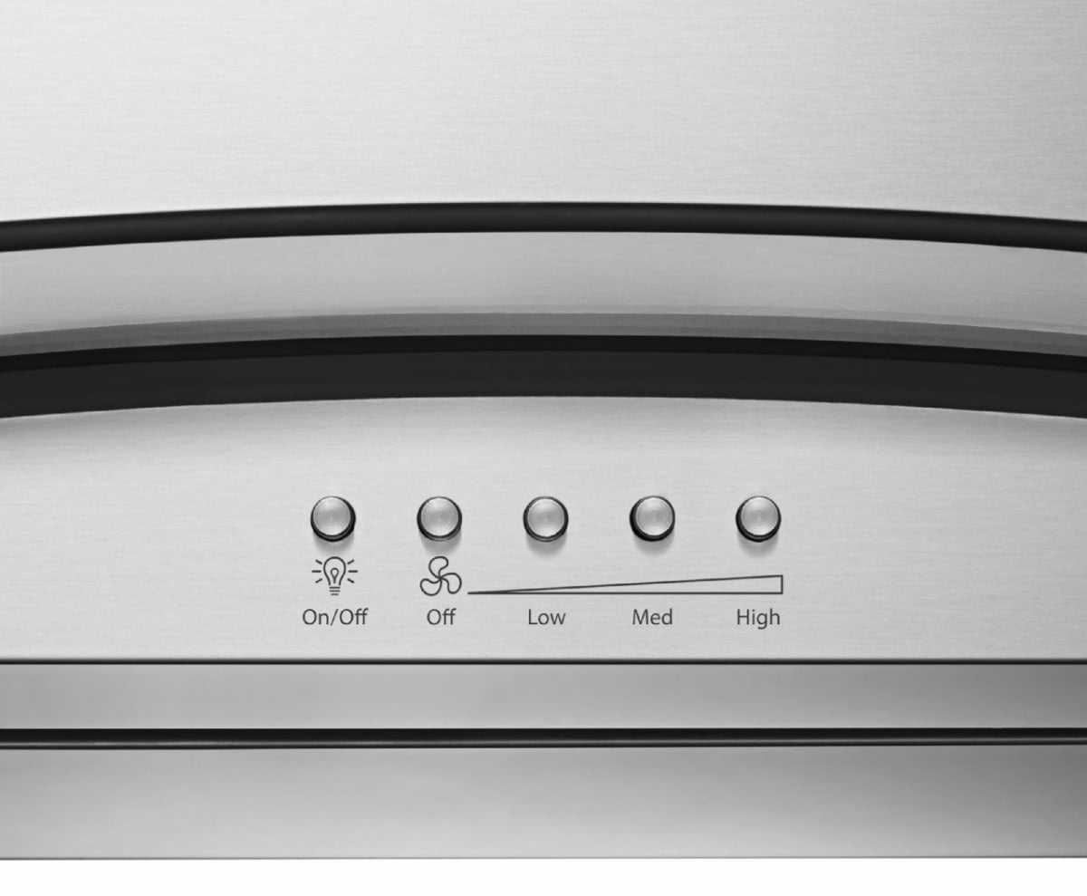 Whirlpool WVI75UC6DS range hood console view