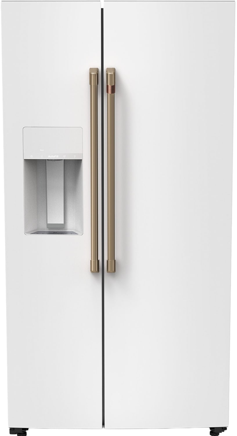 Cafe CZE24RP4YW2 36 Inch Counter-Depth Side-by-Side Refrigerator in Matte White front view