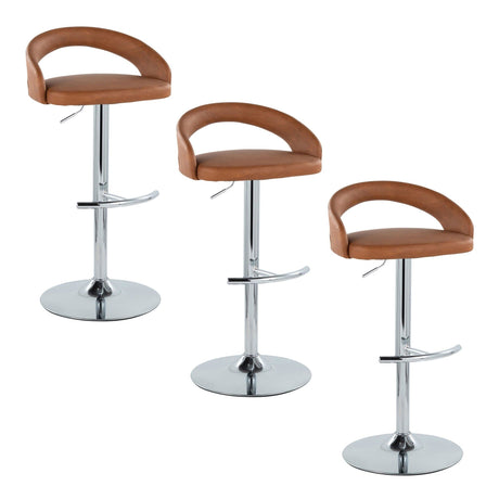 Grotto - Upholstered Adjustable Barstool - Chrome Metal Base