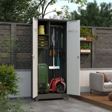 Outdoor Cabinet, Large Capacity Storage Vertical Tall Design With Shelves And Secure Lock