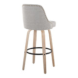 Studded - Marcel Fixed-Height Barstool (Set of 2) - Whitewashed Wood
