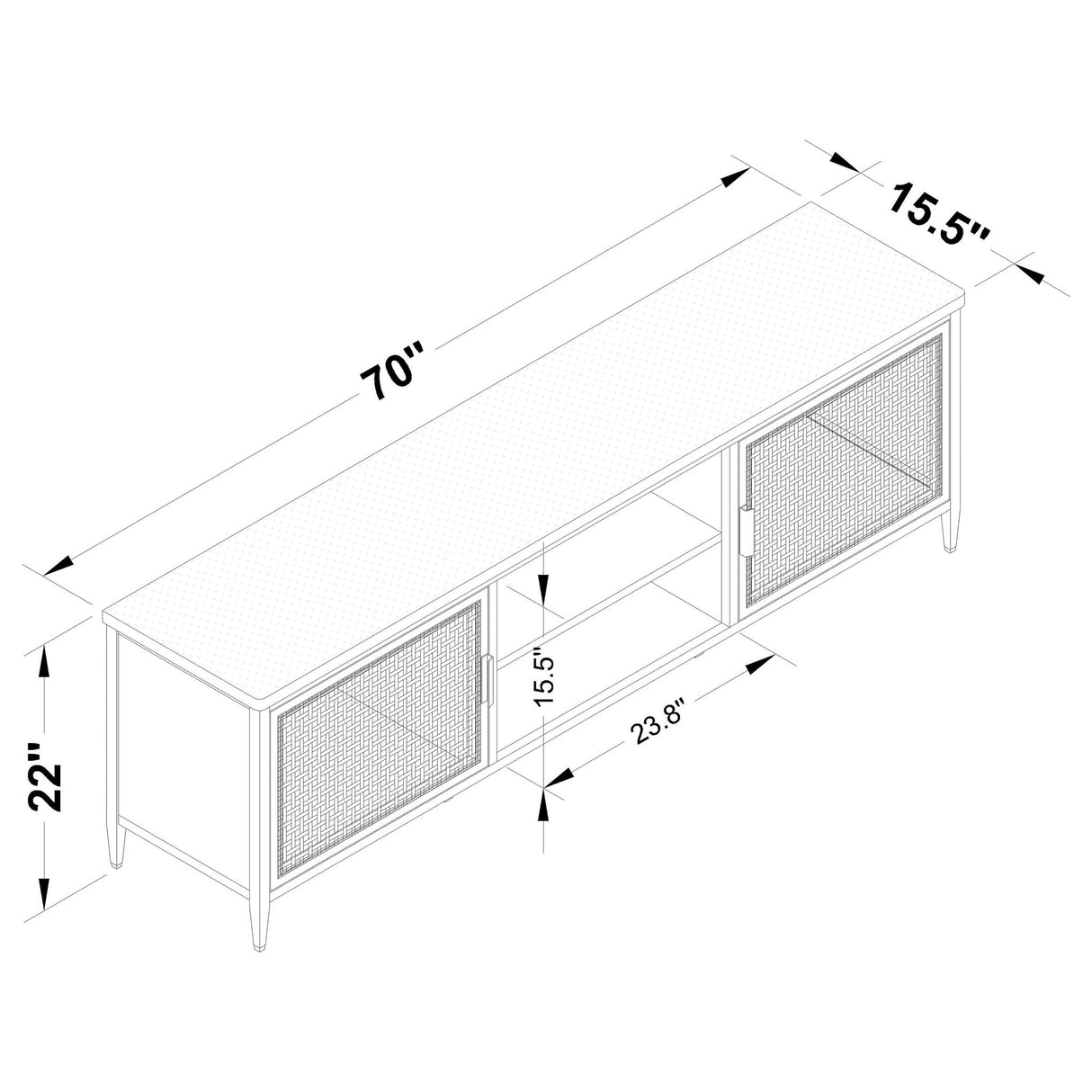Kenneth - 2 Door TV Stand Doors - Black