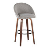 Matisse - 30" Highback Fixed-Height Barstool With Round Black Metal Footrest (Set of 2) - Walnut Wood