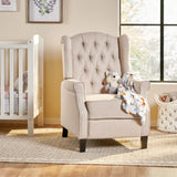Contemporary Tufted Fabric Push Back Recliner - Beige