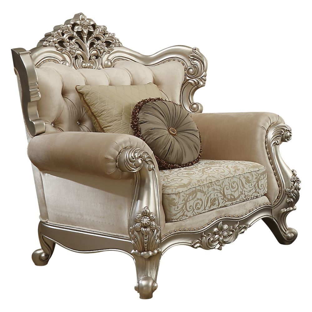 Bently - Chair With 2 Pillows (Same Lv01581) - Fabric & Champagne