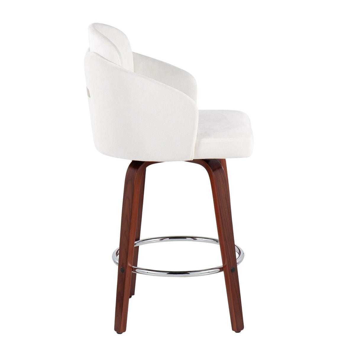 Dahlia - Contemporary Counter Stool With Velvet Seat (Set of 2) - Walnut Wood