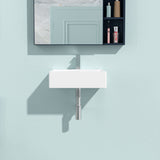 Modern Ceramic Rectangular Wall Mounted Bathroom Sink With Faucet Hole & Overflow