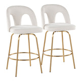 Ava - Upholstered Fixed-Height Barstool (Set of 2) - Gold Base