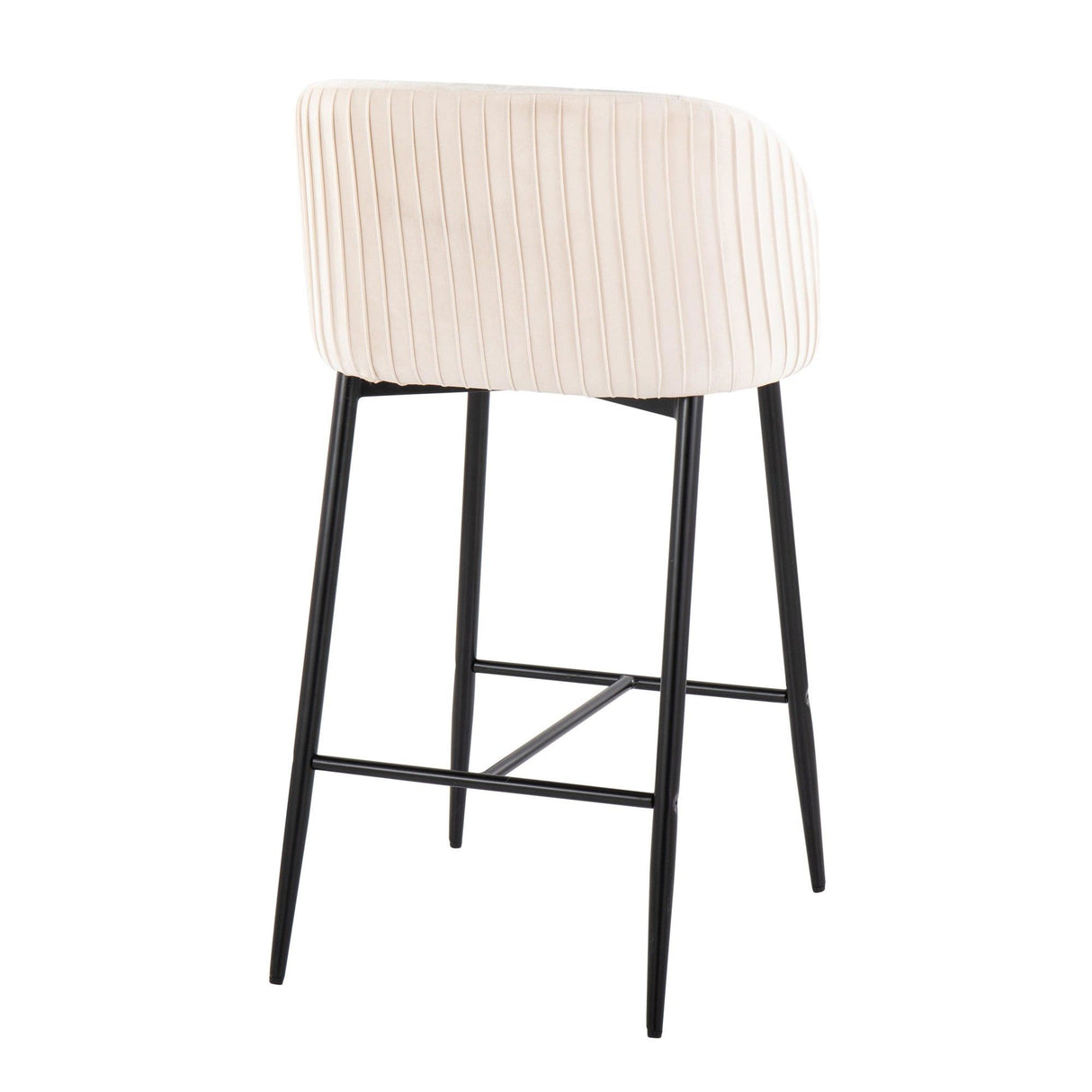 Luna - Fixed-Height Counter Stool (Set of 2) - Black Metal And Velvet