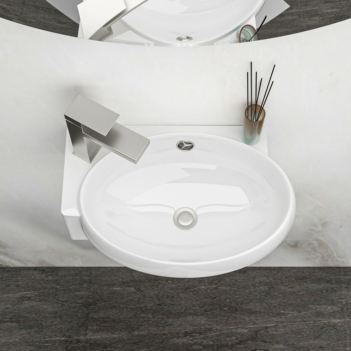 Modern Aesthetic Rectangle Wall Mount Bathroom Sink With Single Faucet Hole