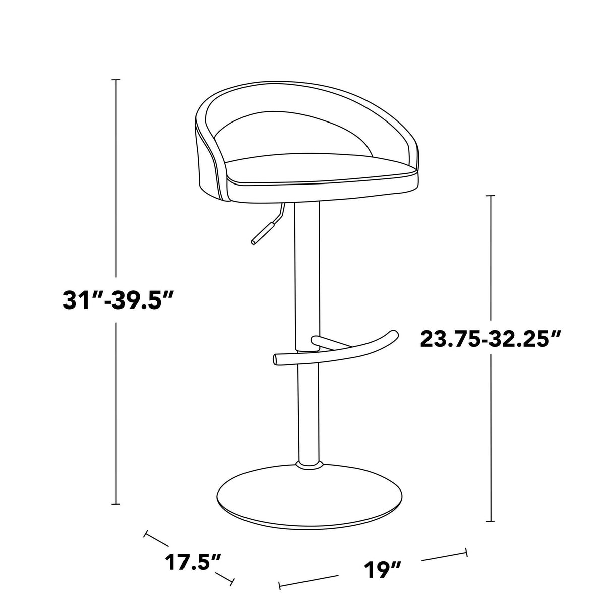 Grotto - Upholstered Adjustable Barstool - Black Metal Base